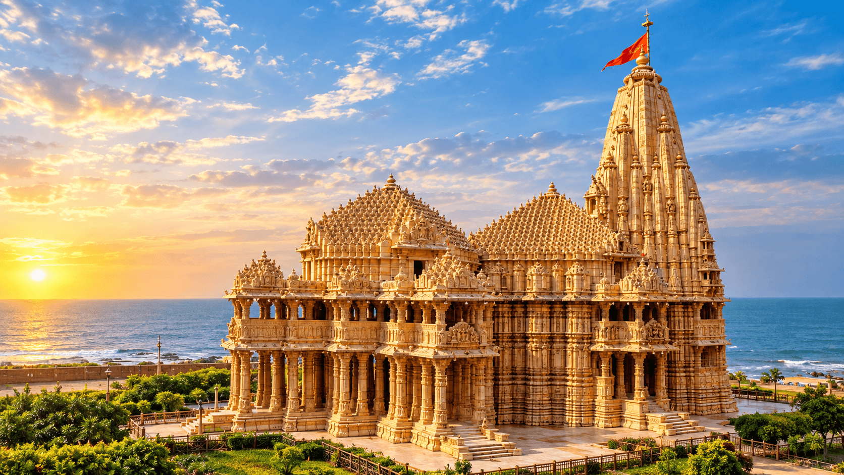 Somnath Temple by the Arabian Sea, Gujarat