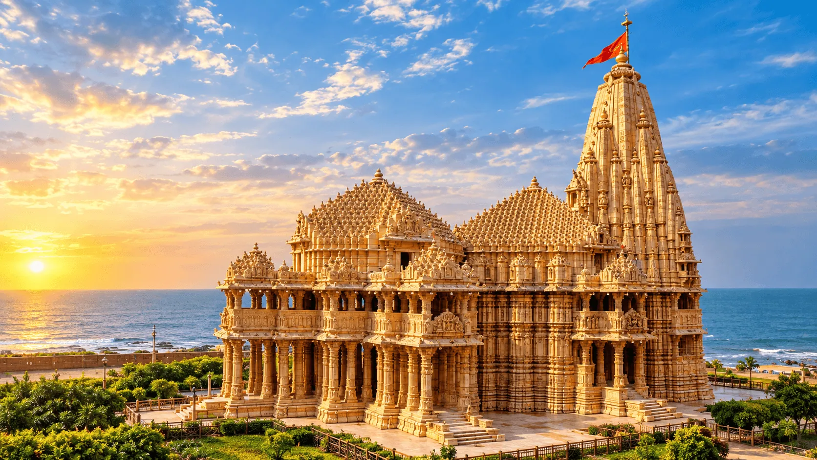 Somnath Temple by the Arabian Sea, Gujarat