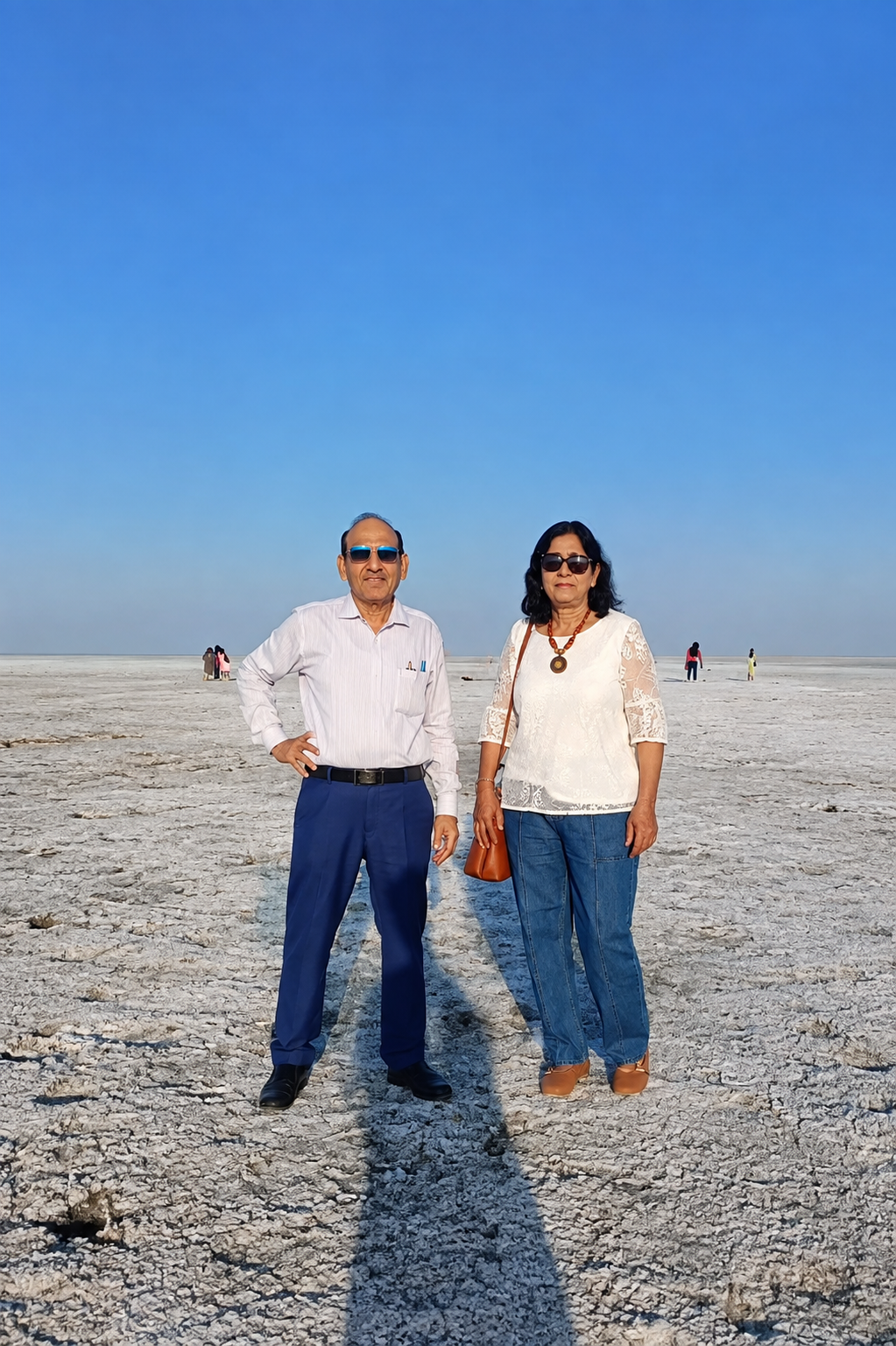 Mature couple enjoying a peaceful holiday at the White Rann of Kutch