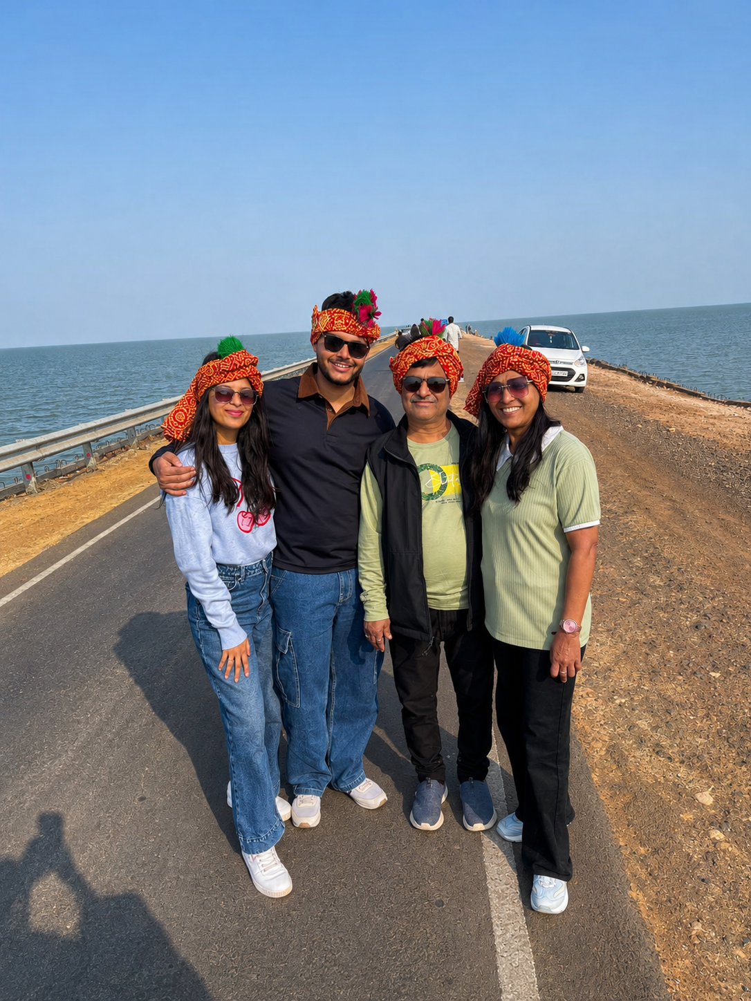 Couple enjoying a scenic road trip at Road to Heaven, Kutch